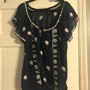 Torrid Sheer Navy Blouse